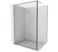Mexen Kioto paroi de douche Walk-in 130 x 200 cm, cadre noir 8 mm, doré - 800-130-101-50-70 2813 5907709131583