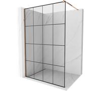 Mexen Kioto paroi de douche Walk-in 140 x 200 cm, carreaux noirs 8 mm, or rose - 800-140-101-60-77 2880 5907709132856