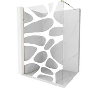 Mexen Kyoto Mur de douche Walk-in 130 x 200 cm, motif blanc 8 mm, or - 800-130-101-50-97