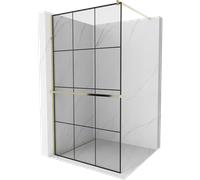 Mexen Kioto+ paroi de douche avec étagère Walk-in 110 x 200 cm, grille noire, dorée - 800-110-121-50-77 13904 5907709177468