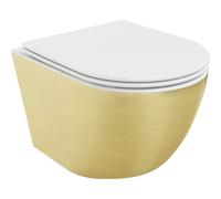 Mexen Lena cuvette WC Rimless avec abattant à descente progressive slim, duroplast, blanc/or motif lignes - 30224007 16087 5907709154483