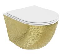 Mexen Lena cuvette WC Rimless avec abattant slim à descente progressive, duroplast, blanc/or motif écailles - 30224008 16081 5907709154490