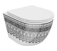 Mexen Lena cuvette WC sans rebord avec abattant à descente progressive slim, duroplast, blanc/noir motif - 30224095 35108 5905315067050