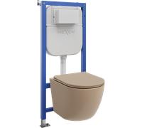 Mexen Lena ensemble encastré WC cadre pneumatique Tex Air E avec cuvette WC et abattant à descente progressive, cappuccino mat 101165 5907931045160