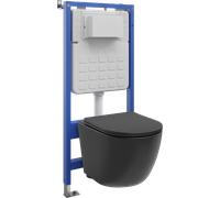 Mexen Lena ensemble encastré WC cadre Tex Slim avec cuvette WC Tornado et abattant à descente lente, noir mat - 610030221085T 101257 5907931048246