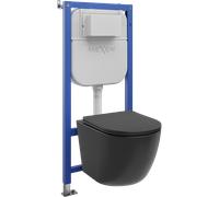 Mexen Lena ensemble encastré WC châssis pneumatique Tex Air E avec cuvette WC Tornado et abattant à descente lente, noir mat 101261 5907931048284