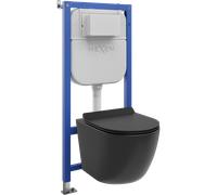 Mexen Lena set encastré WC châssis pneumatique Tex Air E avec cuvette WC et abattant à descente progressive, noir mat 101253 5907931048208