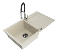 Mexen Leo évier de cuisine en granit 1 bac avec égouttoir et robinet Aster, beige - 6501-69-73450-07-B 18474 5905315042590