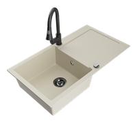 Mexen Leo évier en granit 1 bac avec égouttoir et robinet de cuisine Elia, beige - 6501-69-670101-70 19461 5905315027207