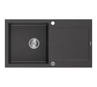 Mexen Leo évier en granit à 1 bac avec égouttoir 900 x 500 mm, noir moucheté, siphon chromé - 6501901010-76 3541 5907709193734