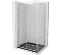 Mexen Lima cabine de douche pliable 100 x 80 cm, transparent, chrome + receveur Flat, noir - 856-100-080-01-00-4070 13427 5907709166561