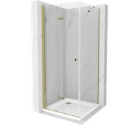 Mexen Lima cabine de douche pliante 100 x 100 cm, transparent, or + receveur Flat - 856-100-100-50-00-4010 4714 5907709176249
