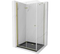 Mexen Lima cabine de douche pliante 80 x 100 cm, transparent, or + receveur Flat, noir - 856-080-100-50-00-4070G 13432 5907709166615