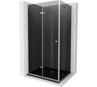 Mexen Lima cabine de douche pliante 80 x 120 cm, graphite, chrome + receveur Flat, noir - 856-080-120-01-40-4070 13448 5907709167261