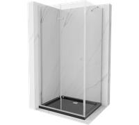 Mexen Lima cabine de douche pliante 80 x 120 cm, transparent, chrome + receveur Flat, noir - 856-080-120-01-00-4070 13454 5907709168633