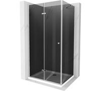 Mexen Lima cabine de douche pliante 90 x 120 cm, graphite, chrome + receveur Flat, blanc - 856-090-120-01-40-4010 13503 5907709167179