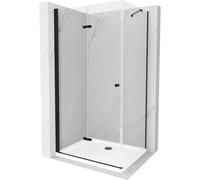 Mexen Lima cabine de douche pliante 90 x 120 cm, transparente, noire + receveur Flat, blanc - 856-090-120-70-00-4010B 13475 5907709166905