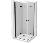 Mexen Lima Duo cabine de douche pliante 80 x 80 cm, transparent, noir + receveur Flat - 856-080-080-70-02-4010B 13323 5907709165274