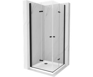 Mexen Lima Duo cabine de douche pliante 80 x 80 cm, transparent, noir + receveur plat - 856-080-080-70-02-4010B 13323 5907709165274