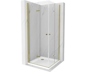 Mexen Lima Duo cabine de douche pliante 80 x 80 cm, transparent, or + receveur plat - 856-080-080-50-02-4010G 13315 5907709165205