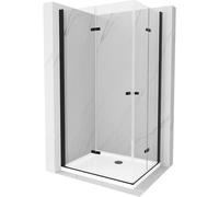 Mexen Lima Duo cabine de douche pliante 90 x 80 cm, transparent, noir + receveur Flat - 856-090-080-70-02-4010B 13324 5907709165281