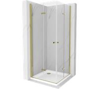 Mexen Lima Duo cabine de douche pliante 90 x 90 cm, transparent, or + receveur plat - 856-090-090-50-02-4010G 13317 5907709165229