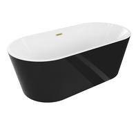 Mexen Luna baignoire autoportante 150 x 75 cm, blanche/noire, trop-plein or brossé - 52031507575-55 45773 5905315379245