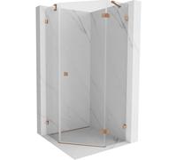 Mexen Lunar cabine de douche pentagonale à charnière droite 80 x 80 cm, transparente, cuivre brossé - 831-080P-080L-65-00-P 62786 5905315415158