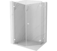 Mexen Lunar cabine de douche pentagonale pivotante droite 80 x 100 cm, transparent, blanc - 831-080P-100L-20-00-P 62606 5905315414816
