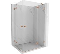 Mexen Lunar Duo cabine de douche à charnière droite 90 x 70 cm, transparent, cuivre brossé - 834-090P-070L-65-00 93036 5905315779700