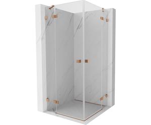 Mexen Lunar Duo cabine de douche pivotante 80 x 80 cm, transparent, cuivre brossé - 834-080L-080P-65-00 63041 5905315426758