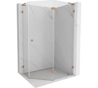 Mexen Lunar L cabine de douche pentagonale à charnière droite 90 x 80 cm, transparent, cuivre brossé - 831L-090P-080L-65-00-P 62032 5905315416988