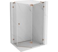 Mexen Lunar L cabine de douche pentagonale à charnière droite 90 x 80 cm, transparent, or rose - 831L-090P-080L-60-00-P 62023 5905315416896