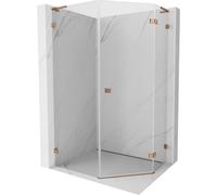 Mexen Lunar L cabine de douche pentagonale pivotante droite 80 x 100 cm, transparent, or rose - 831L-080P-100L-60-00-P 62022 5905315416889