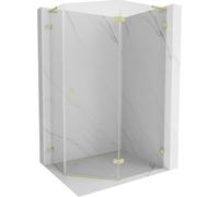 Mexen Lunar L cabine de douche pentagonale, porte battante droite 100 x 80 cm, transparent, or brossé - 831L-100P-080L-55-00-P 62017 5905315416834