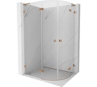 Mexen Lunar L cabine de douche quart de cercle pivotante à gauche 100 x 90 cm, transparent, cuivre brossé 62202 5905315412782
