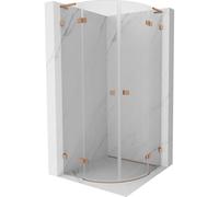 Mexen Lunar L cabine de douche semi-circulaire pivotante 100 x 100 cm, transparent, cuivre brossé - 833L-100L-100P-65-00 62203 5905315412799