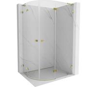 Mexen Lunar L cabine de douche semi-circulaire pivotante droite 100 x 90 cm, transparente, dorée brossée 62272 5905315413437