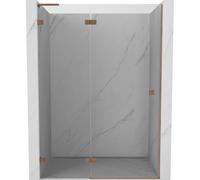 Mexen Lunar L porte de douche pivotante gauche 140 cm, transparent, cuivre brossé - 834L-140-000-65-00-L 68374 5905315421296