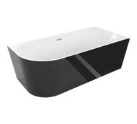 Mexen Mia baignoire autoportante d'angle droite 160 x 75 cm, blanche/noire, trop-plein doré brossé - 52691607575P-55 46339 5905315383440