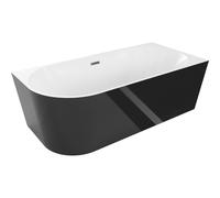 Mexen Mia baignoire autoportante d'angle droite 180 x 80 cm, blanc/noir, trop-plein gris acier brossé - 52691808075P-66 46422 5905315383877