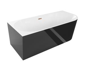 Mexen Mia baignoire autoportante d'angle gauche 170 x 80 cm, blanc/noir, trop-plein or rose - 52691708075L-60 46360 5905315382856