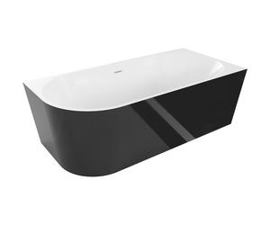 Mexen Mia baignoire îlot d'angle droit 160 x 75 cm, blanc/noir, trop-plein blanc - 52691607575P-20 46337 5905315383426