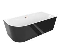 Mexen Mia baignoire îlot d'angle droite 150 x 75 cm, blanche/noire, trop-plein or rose - 52691507575P-60 46254 5905315383259