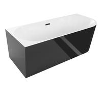 Mexen Mia baignoire îlot d'angle gauche 150 x 75 cm, blanc/noir, trop-plein noir - 52691507575L-70 46235 5905315382481