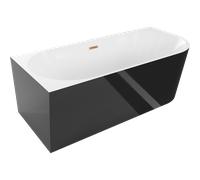 Mexen Mia baignoire îlot d'angle gauche 160 x 75 cm, blanc/noir, trop-plein cuivre brossé - 52691607575L-65 46280 5905315382665