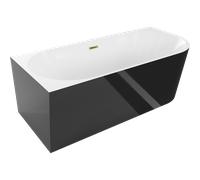 Mexen Mia baignoire îlot d'angle gauche 160 x 75 cm, blanc/noir, trop-plein doré - 52691607575L-50 46276 5905315382634