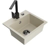 Mexen Milo évier de cuisine en granit 1 bac avec mitigeur Rita, beige - 6505-69-670300-70 17164 5905315018243