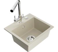 Mexen Milo évier de cuisine en granit 1 bac avec robinet de cuisine Duero, beige - 6505-69-671600-00 17201 5905315023339