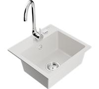 Mexen Milo évier de cuisine en granit 1 bac avec robinet Telma, blanc - 6505-20-670200-00 6192 5907709189553
